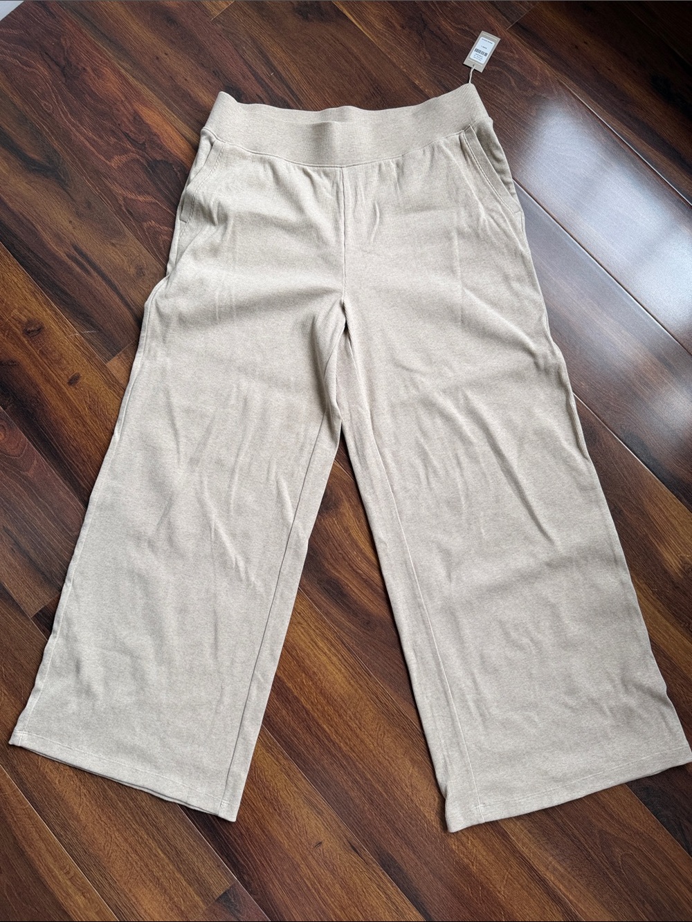 Haven Well Within Organic Cotton Ribbed Wide Leg Lounge Pants with Pockets Large